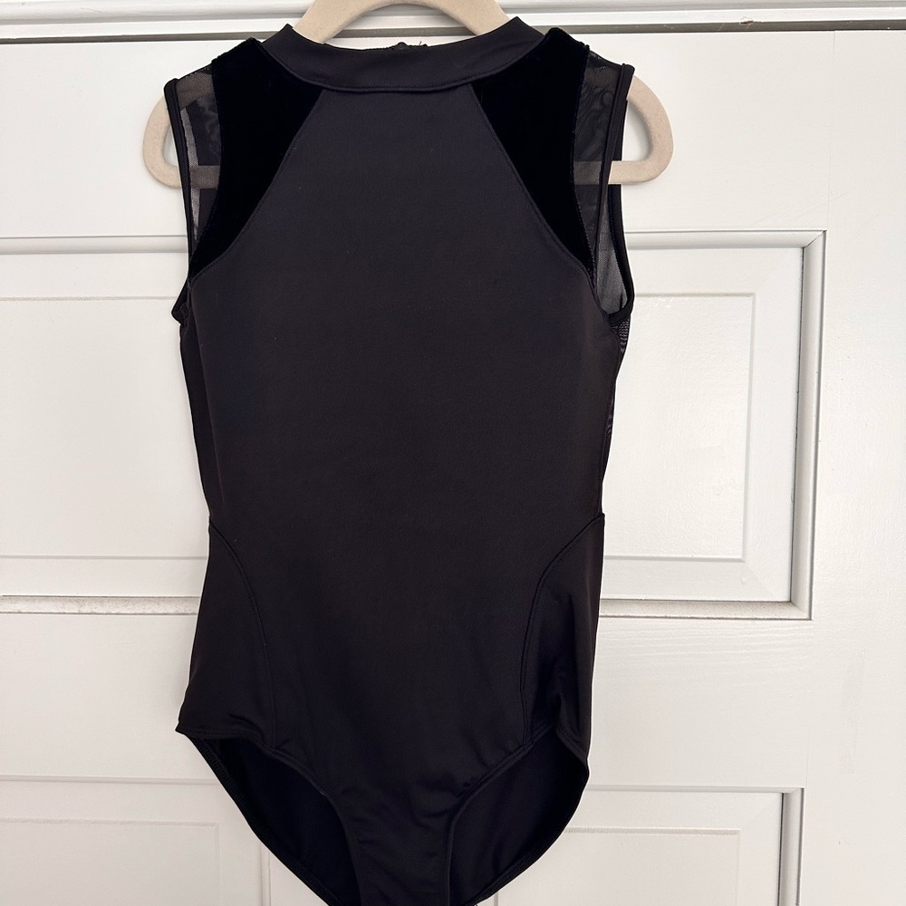 Mirella Girls Ballet Leotard - Black with Mesh/Velvet Detail - Size 8/10